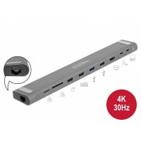 Replikator Portów USB Type-C(M)->HDMI, Lan, 4x USB 3.0, Pd 3.0, Czytnik SD, USB Type-C + Zasilanie Delock
