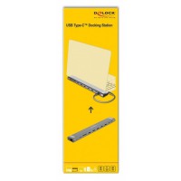 Replikator Portów USB Type-C(M)->HDMI, Lan, 4x USB 3.0, Pd 3.0, Czytnik SD, USB Type-C + Zasilanie Delock