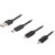 Kabel Combo USB-A(M)->USB Micro(M)+Lightning(M)+USB-C(M) 2.0 1m Czarny Premium Lanberg