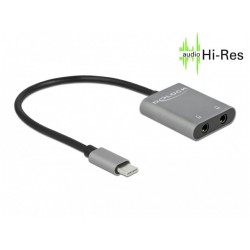 Karta Dźwiękowa Delock USB Type-C 2x Minijack 3.5mm Na Kablu Metalowa Obudowa