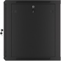 Szafa Instalacyjna Rack Wisząca 19" 12u 600x600 Czarna Drzwi Metalowe Lanberg Flat Pack