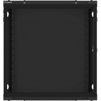 Szafa Instalacyjna Rack Wisząca 19" 12u 600x600 Czarna Drzwi Metalowe Lanberg Flat Pack