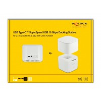 Stacja Dokująca Delock M.2 Nvme SSD->USB-C 3.1 Gen2(F) Z Funkcją Klonowania