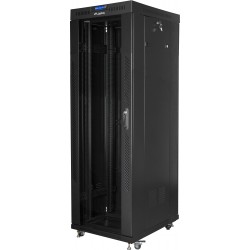 Szafa Instalacyjna Rack Stojąca 19" 37u 800x1000 Czarna Drzwi Szklane LCD Lanberg Flat Pack