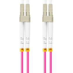 Patchcord Światłowodowy MM LC/UPC-LC/UPC Duplex 3.0mm Om4 50/125 LSZH 2m Fioletowy Lanberg