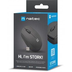 Mysz Natec Stork Bezprzewodowa 1600dpi Czarna Optyczna USB