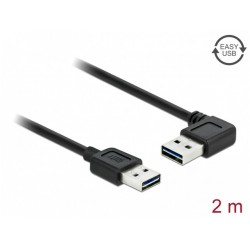 Kabel USB-A M/M 2.0 2m Easy-USB Kątowy Lewo/Prawo Czarny Delock