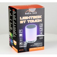 LIGHTBOX BT SILVER BOOMBOX – Głośnik BT 3W z wielokolorową lampką LED, dotyk, Bluetooth 4.1 + EDR, MP3, mikrofon, aku li-jon 1200mAh