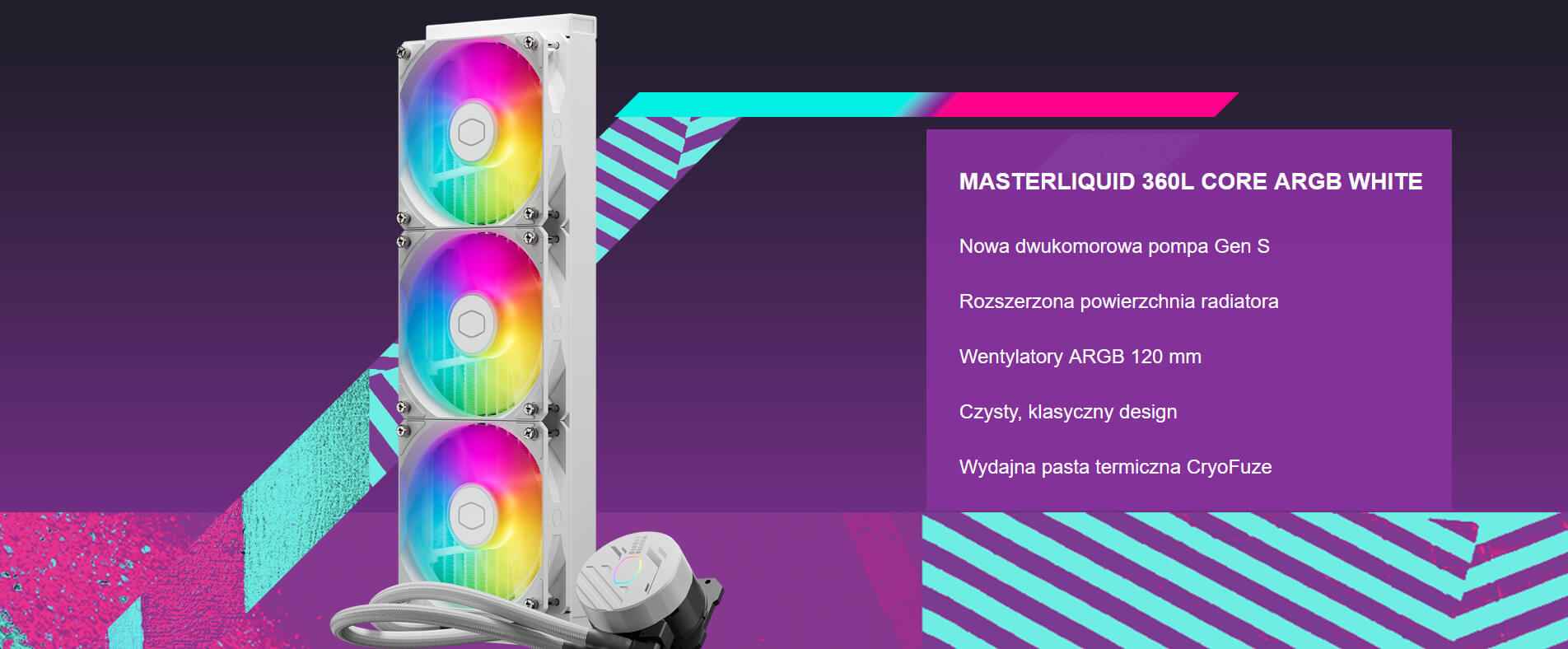 Chłodzenie Wodne Cooler Master Masterliquid 360l Core ARGB Białe MLW-D36M-A18PZ-RW